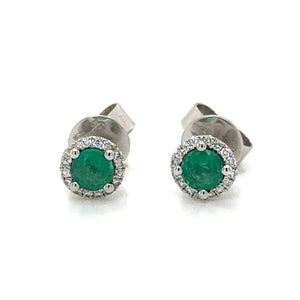 Green Emerald 0.58carat Diamond Stud Earrings