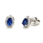 1.15ct tw Pear Shape Blue Sapphire Diamond Stud Earrings