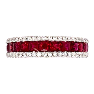 1.52carat Princess-cut Ruby and Diamond Ring