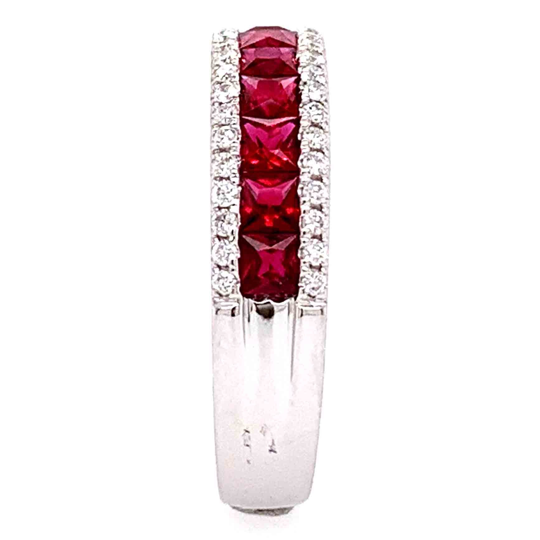 1.52carat Princess-cut Ruby and Diamond Ring