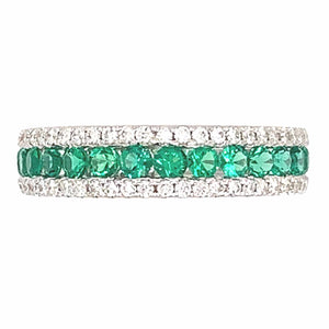 0.74Carat Green Emerald And Diamond Ring