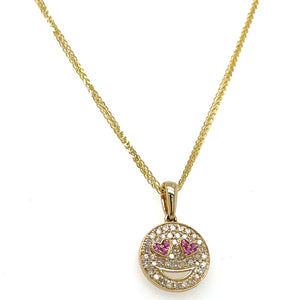 Diamond Pave Smiley Pendant Pendant Necklace