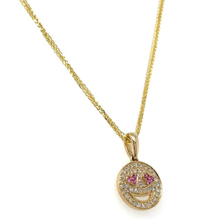 Diamond Pave Smiley Pendant Pendant Necklace