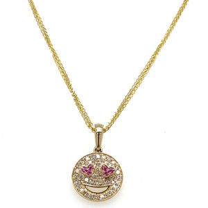 Diamond Pave Smiley Pendant Pendant Necklace