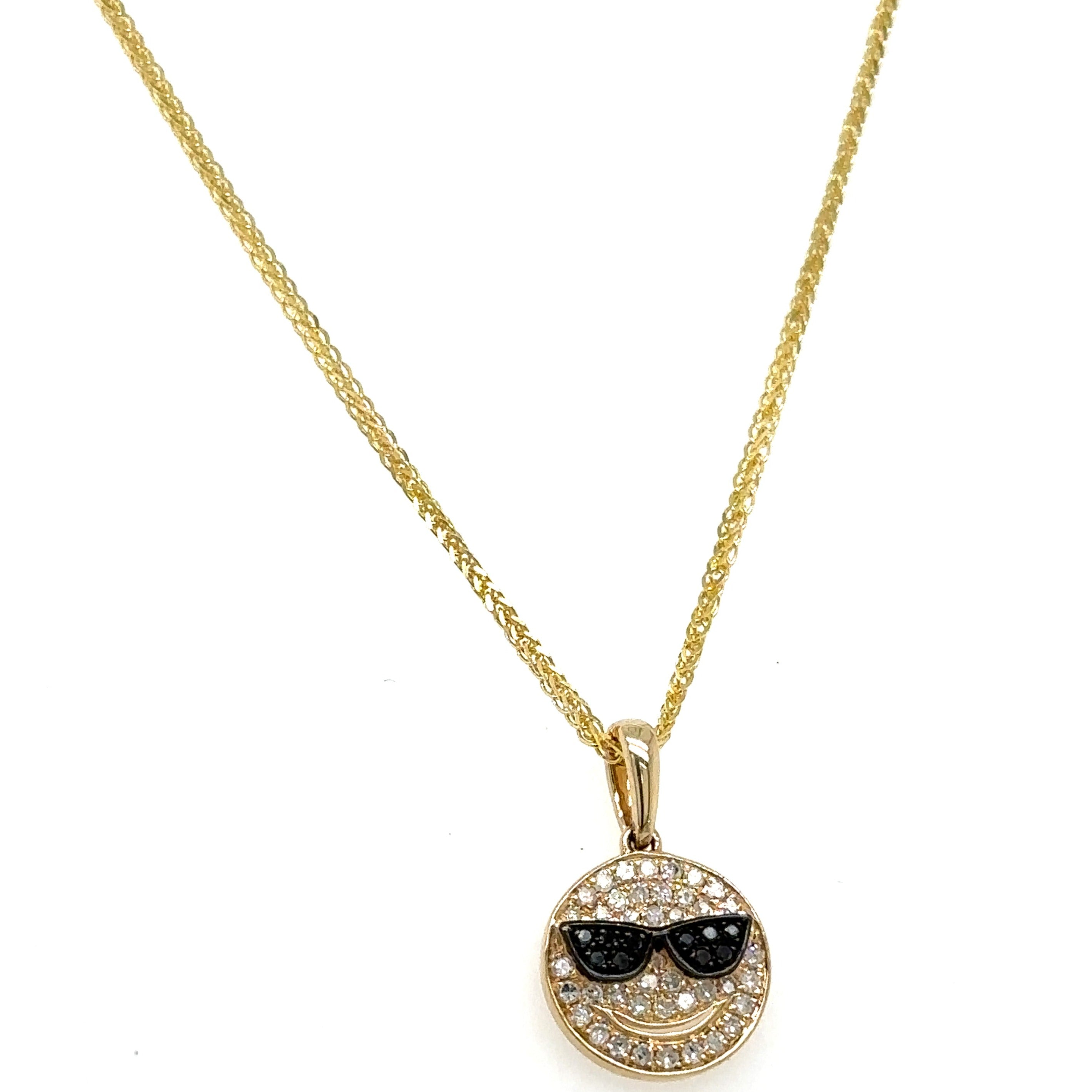 Diamond Pave Smiley Cool Pendant Pendant Necklace