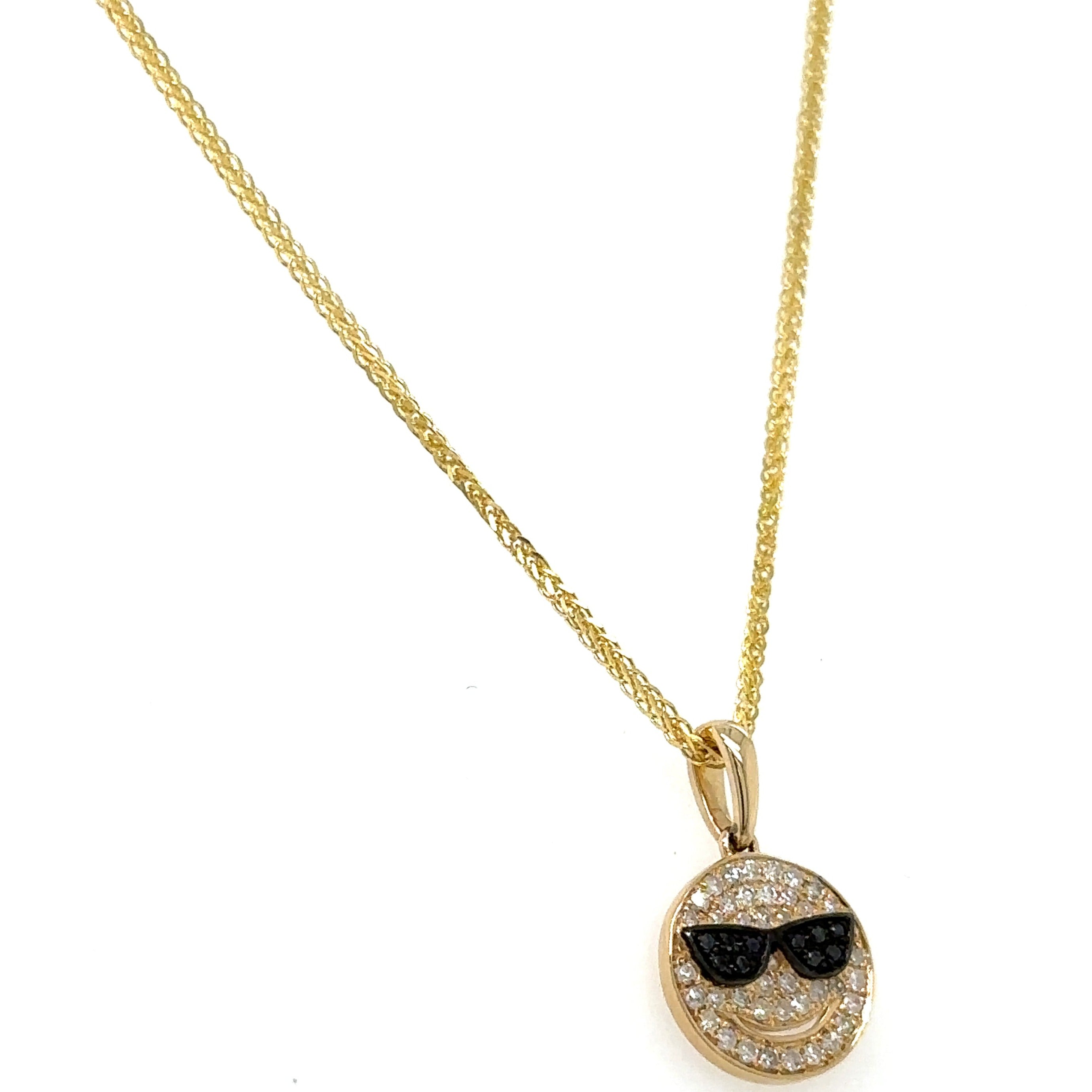 Diamond Pave Smiley Cool Pendant Pendant Necklace