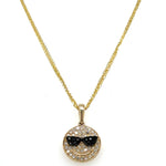 Diamond Pave Smiley Cool Pendant Pendant Necklace