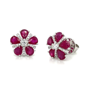 3.89ct tw Ruby and Diamond Stud Earrings