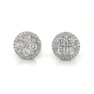 0.90ct tw Diamond Cluster Stud Earrings with Halo