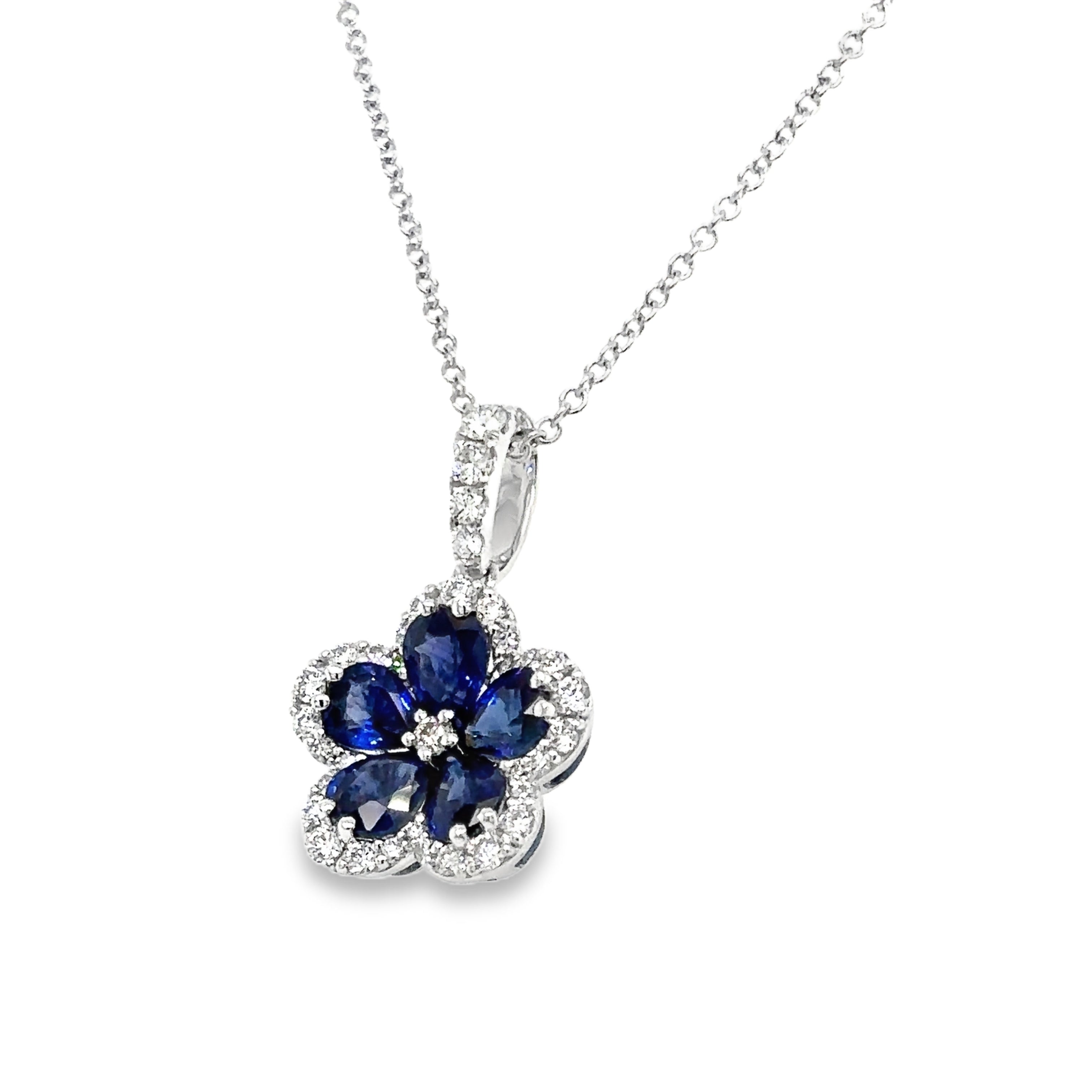 2.61ct tw Royal Blue Sapphire and Diamond Pendant Necklace