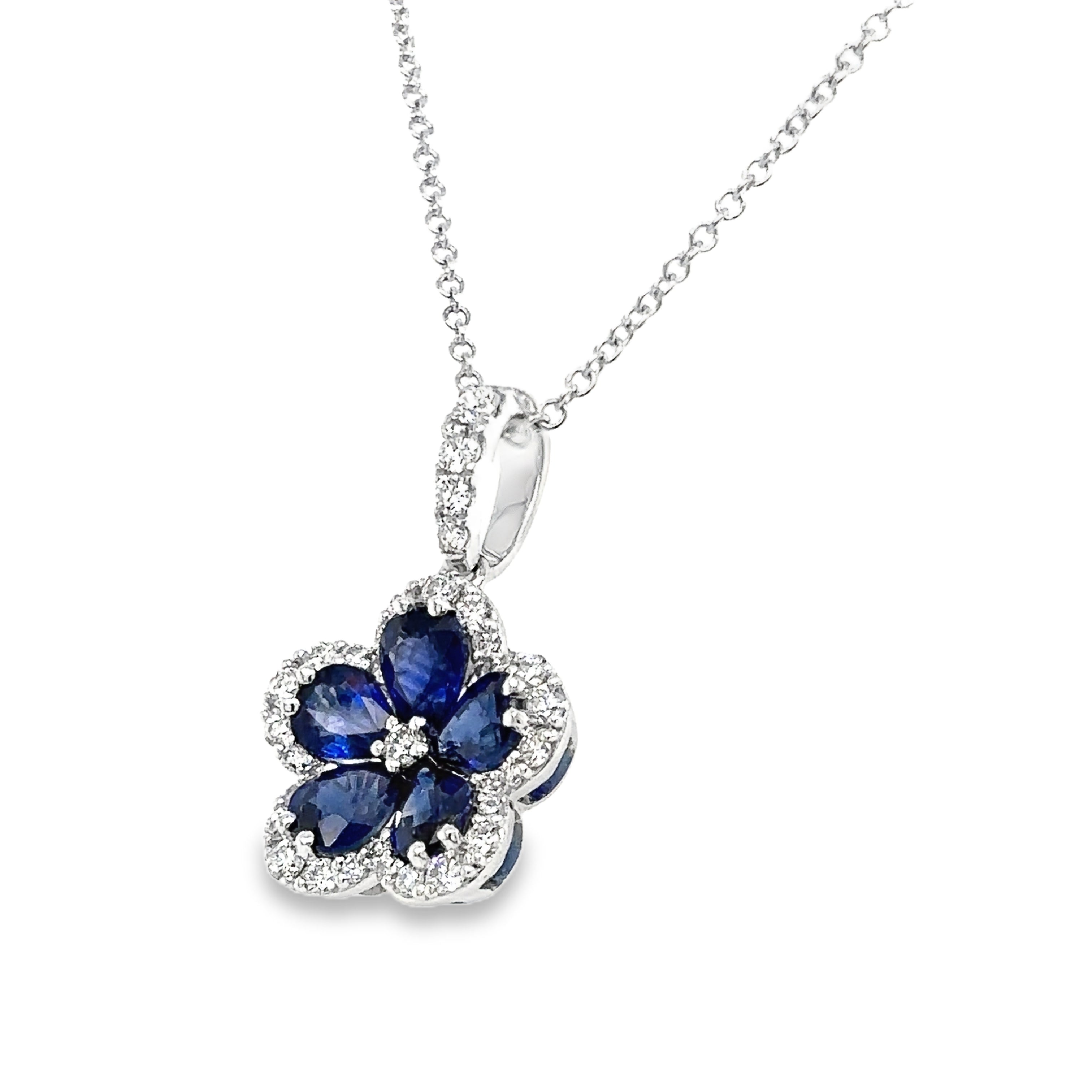 2.61ct tw Royal Blue Sapphire and Diamond Pendant Necklace