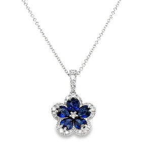 2.61ct tw Royal Blue Sapphire and Diamond Pendant Necklace