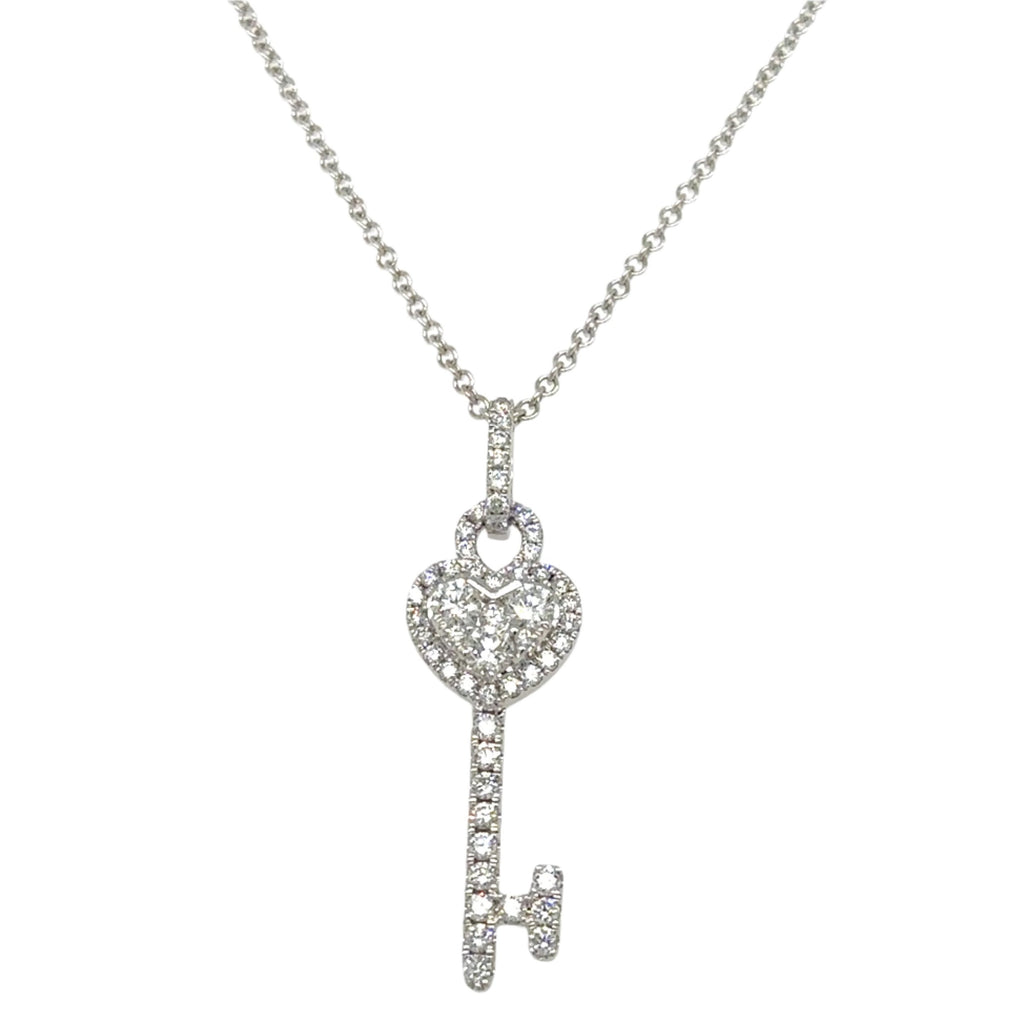 0.52ct tw Diamond Heart Key Pendant Necklace