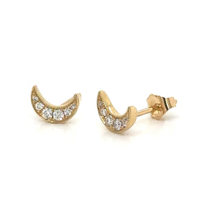 0.11ct tw Diamond Moon Shape Mini Stud Earrings