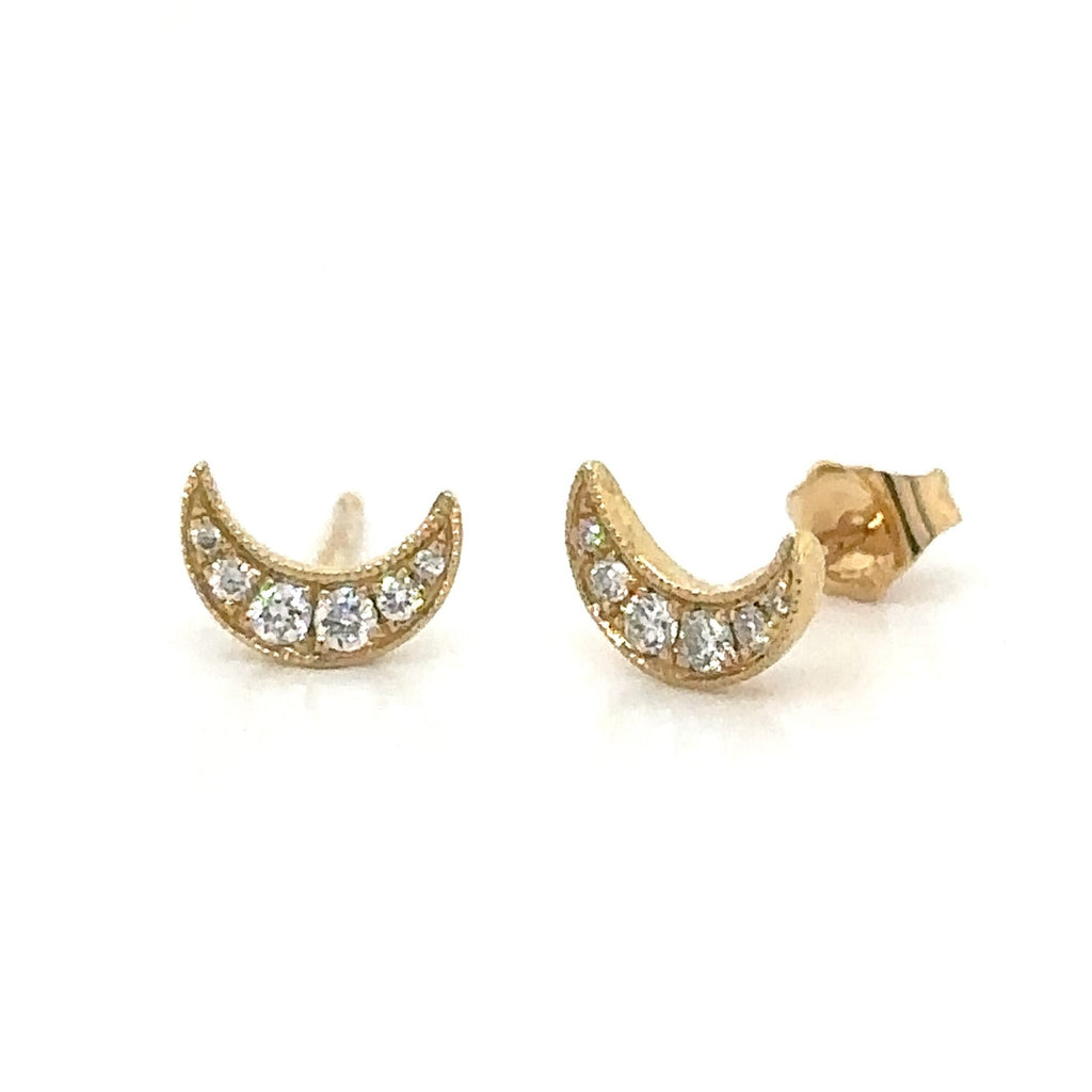 0.11ct tw Diamond Moon Shape Mini Stud Earrings