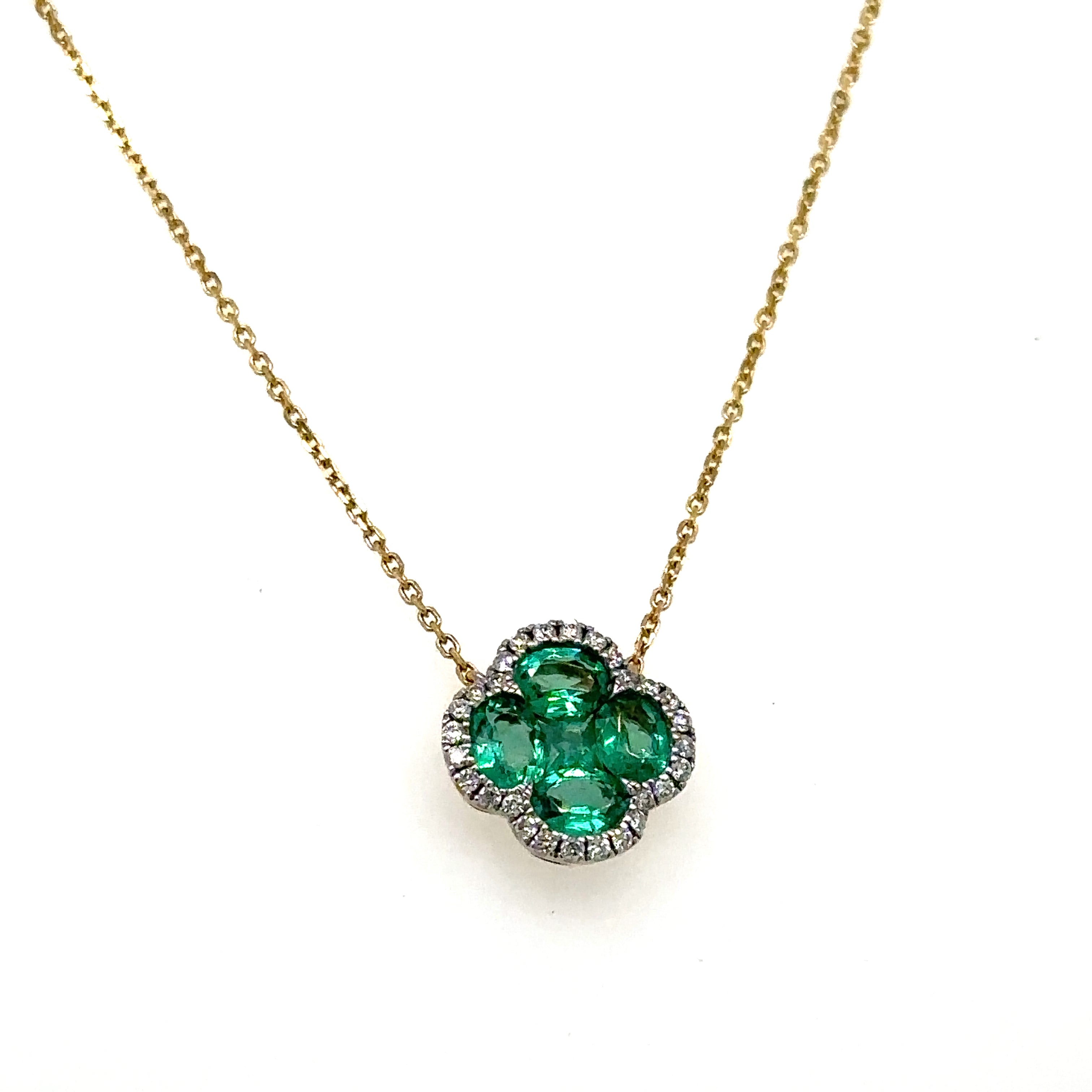 0.66ct tw Green Emerald Clover Pendant Necklace