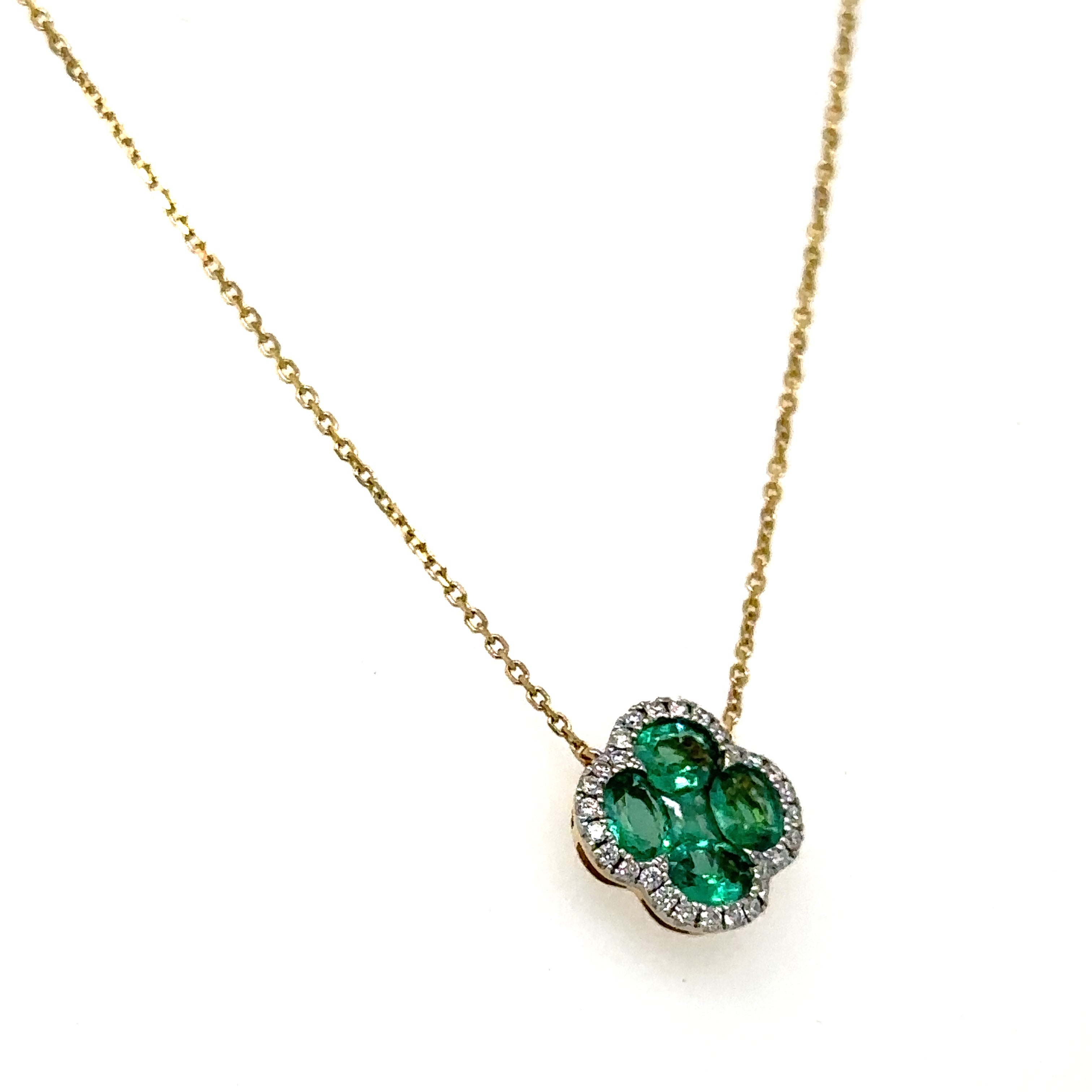 0.66ct tw Green Emerald Clover Pendant Necklace