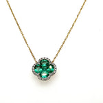 0.66ct tw Green Emerald Clover Pendant Necklace