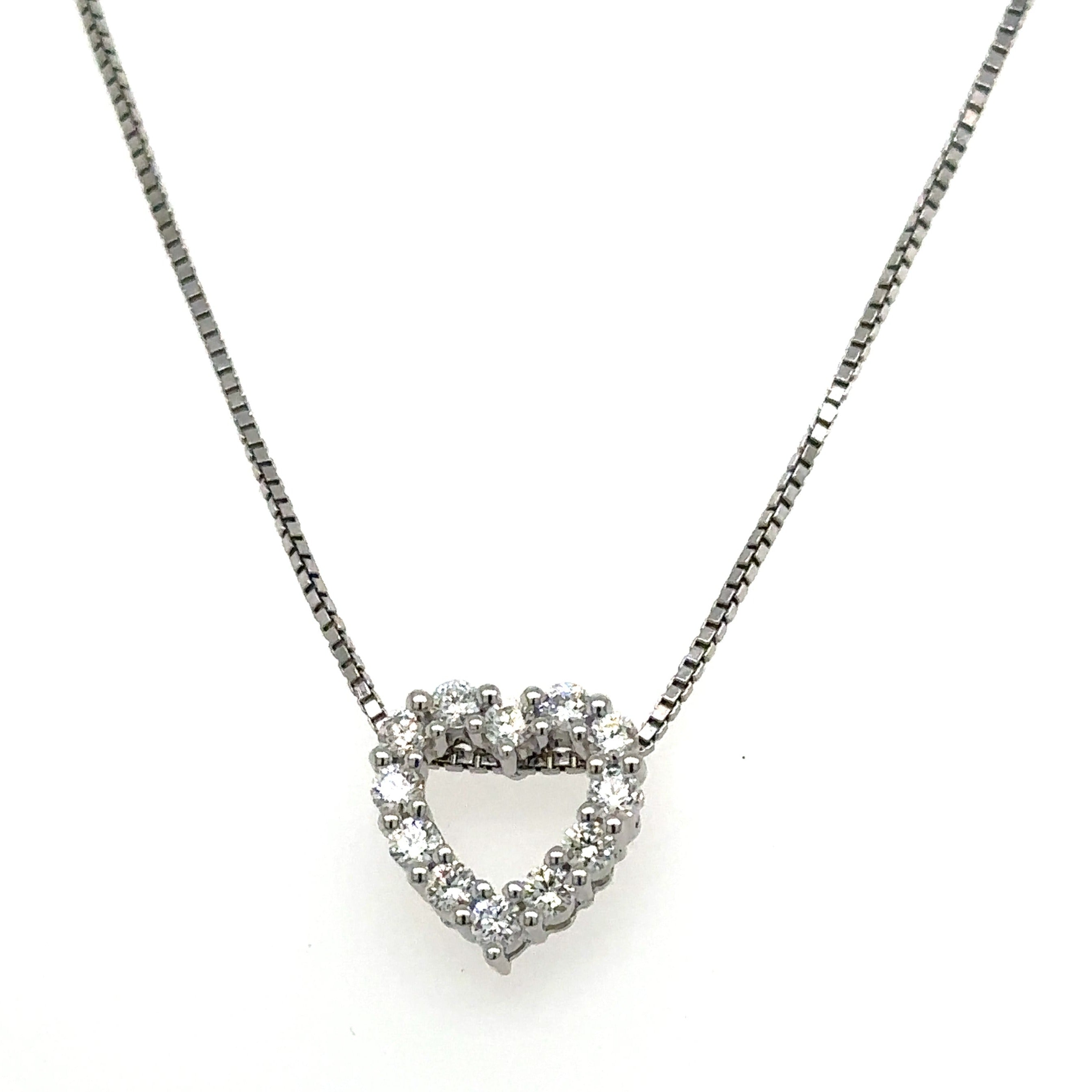 0.35ct tw Diamond Open Heart Pendant Necklace