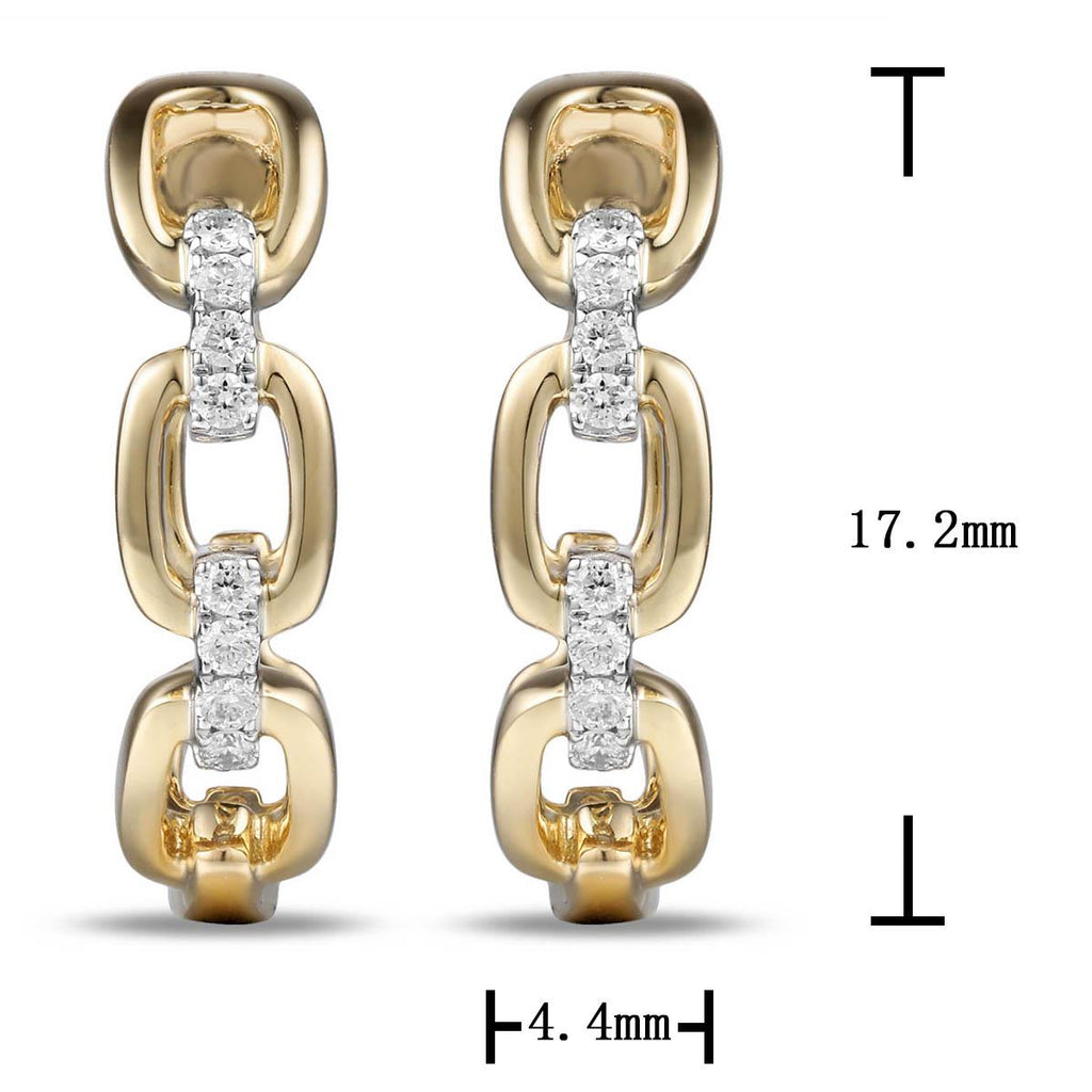 0.10ct tw Diamond & Gold Link Oval Hoop Earrings