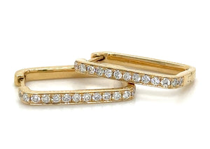 0.37carat Diamond Pave Square Huggie Hoop Earrings