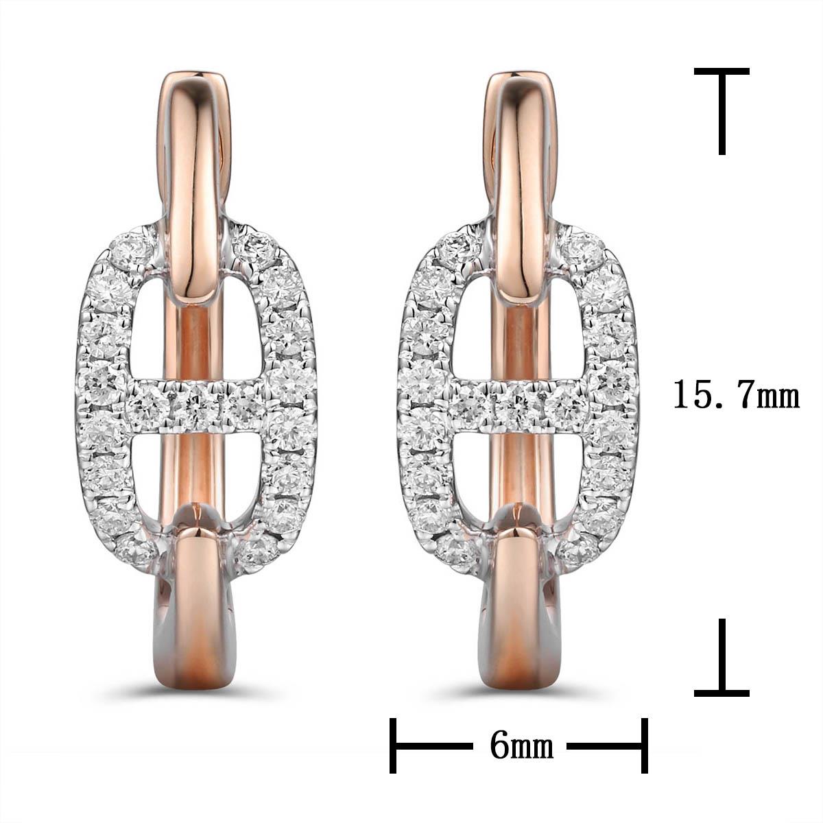 0.23ct tw Diamond and Gold Link Oval Hoop Earrings