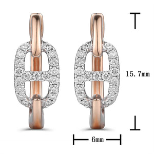 0.23ct tw Diamond and Gold Link Oval Hoop Earrings