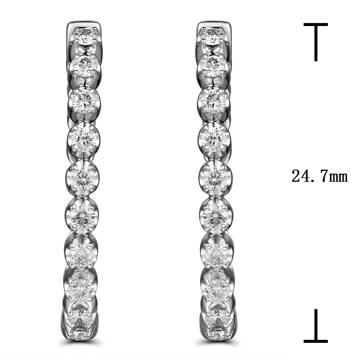 0.57carat Single Prong Diamond Hoop Earrings