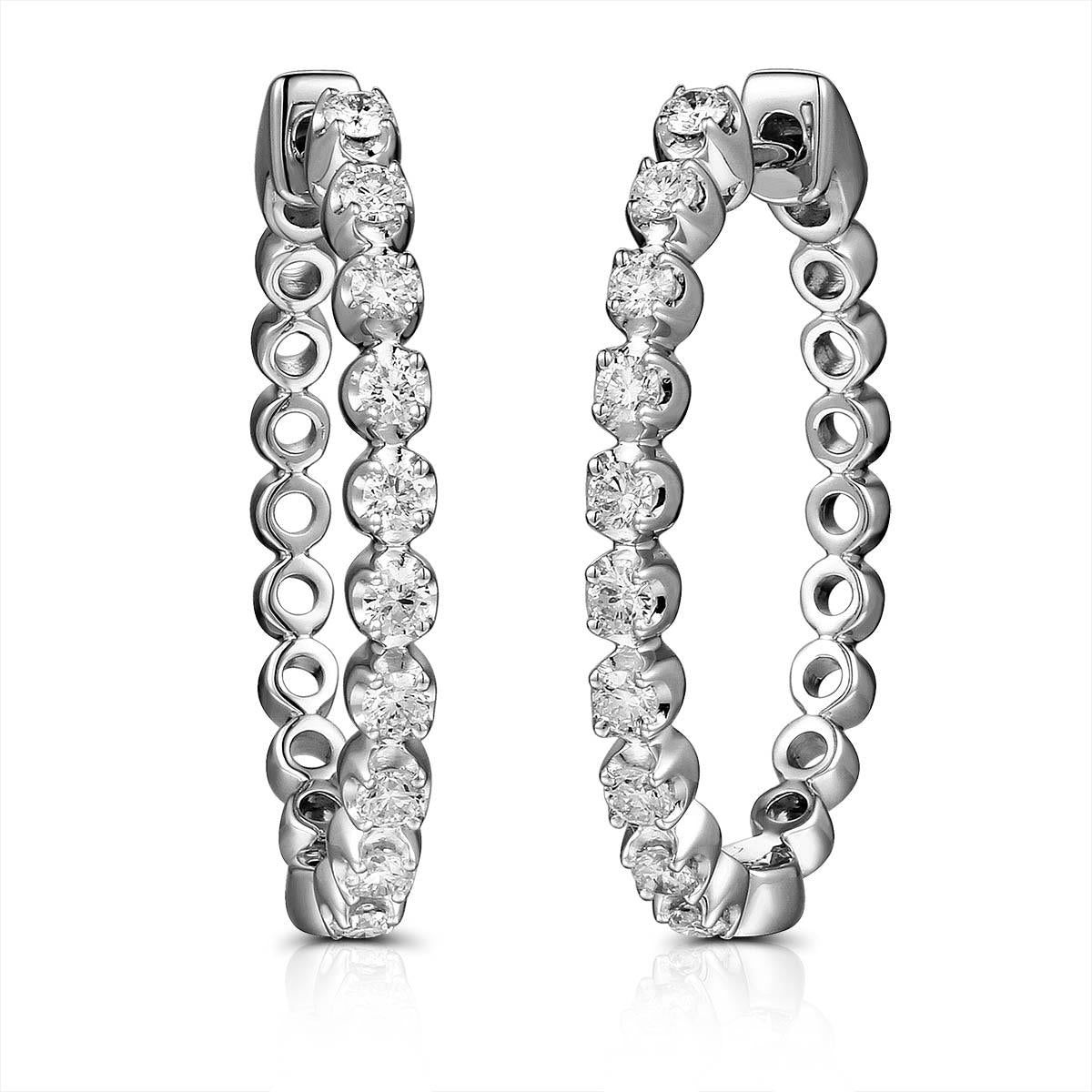 0.57carat Single Prong Diamond Hoop Earrings