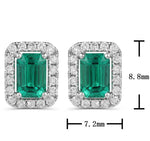 1.36ct tw Green Emerald Emerald-cut Diamond Halo Stud Earrings