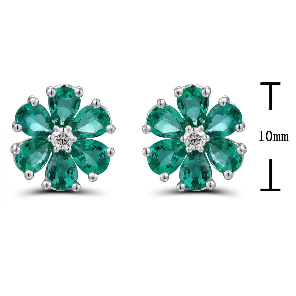 Green 2.00ct tw Emerald and Diamond Flower Earrings