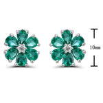 Green 2.00ct tw Emerald and Diamond Flower Earrings