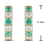 Green Emerald and Diamond Hoop Huguie Earrings 0.58ct tw