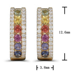 0.54ct tw Rainbow Sapphire & Diamond Gold Huggie Hoop Earrings