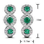 0.63ct tw Three Stone Emerald & Diamond Huggie Earrings