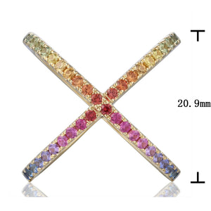 0.72carat Rainbow Sapphire  Criss-Cross Rose Gold Ring