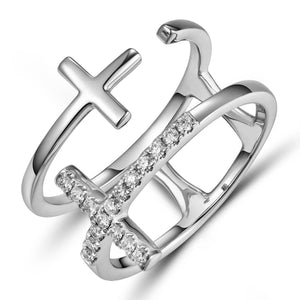 Double Cross 0.16carat Diamond & Gold Ring