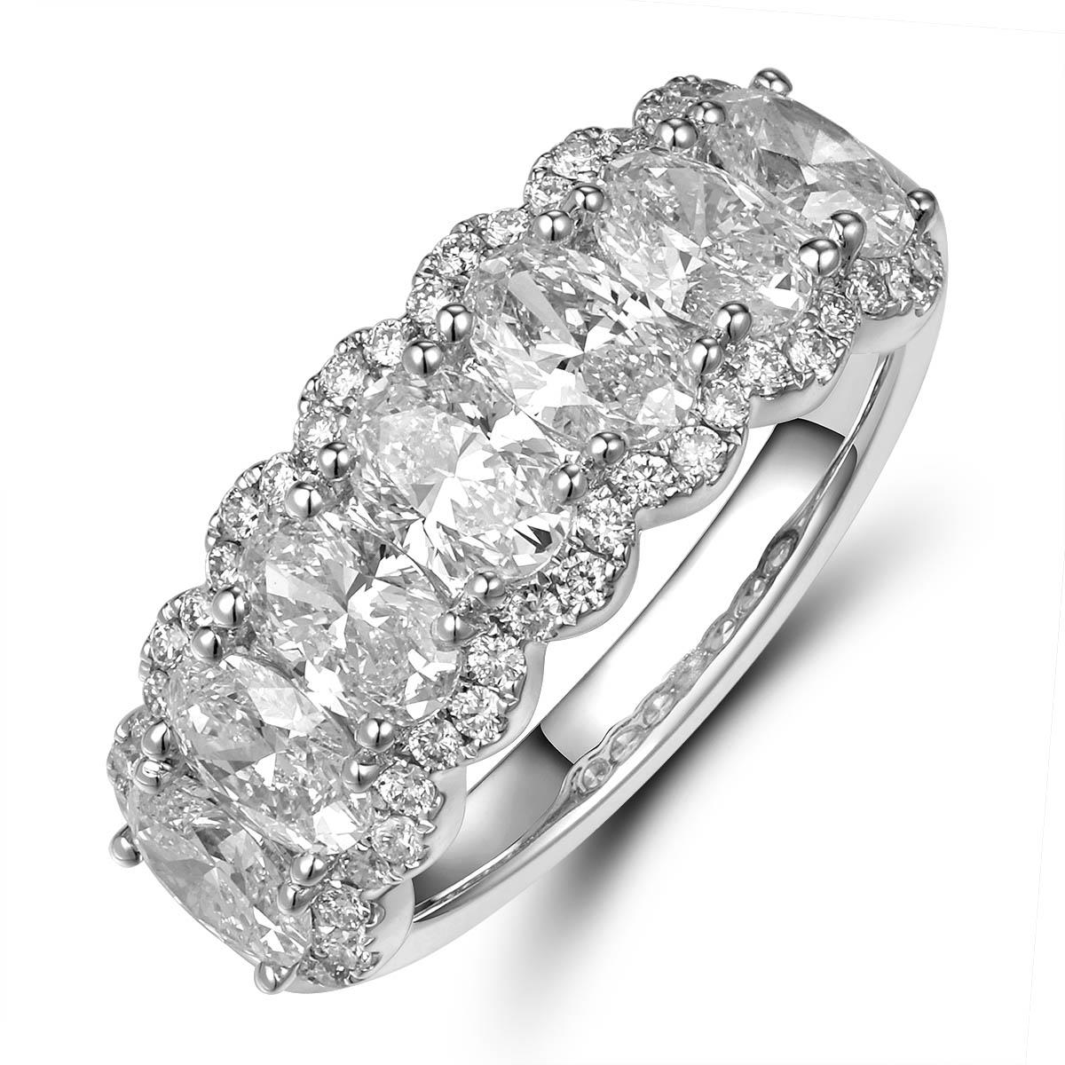 2.02ct t.w. Seven Oval-cut Diamonds with Halo on the Edges Ring