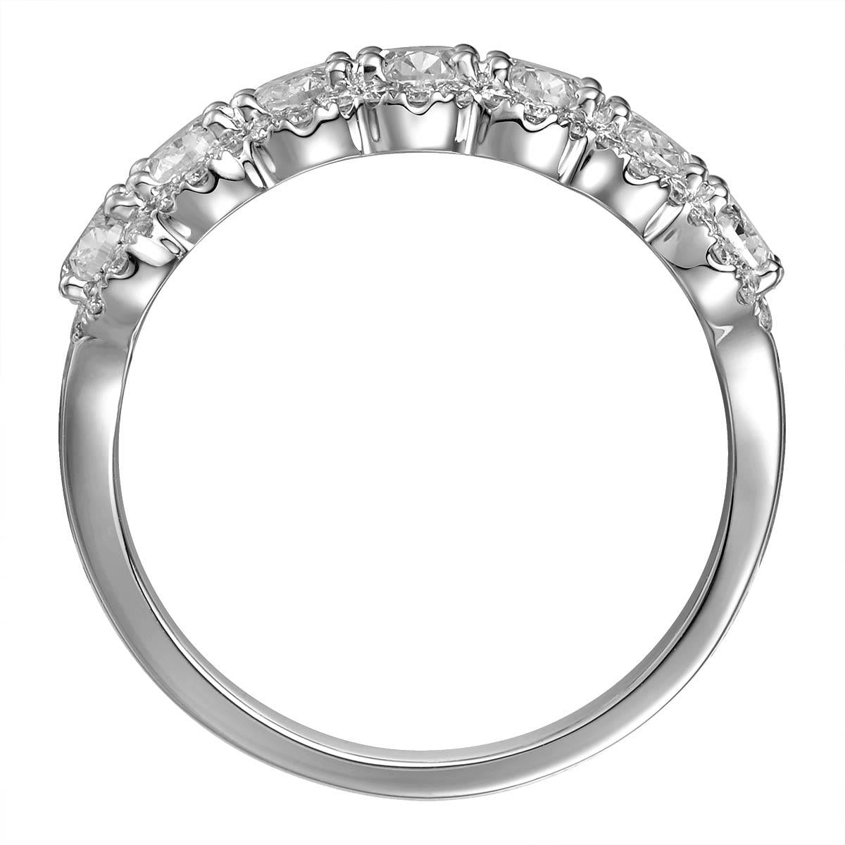 2.02ct t.w. Seven Oval-cut Diamonds with Halo on the Edges Ring