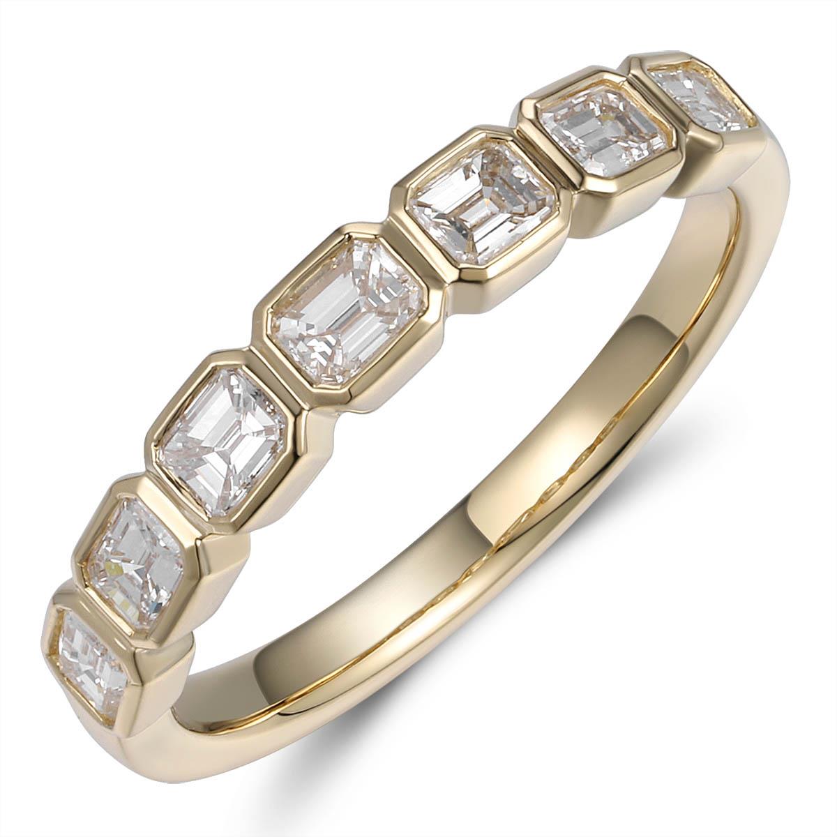 0.69ct tw Emerald Cut Diamond Bezel Set Half Eternity Band