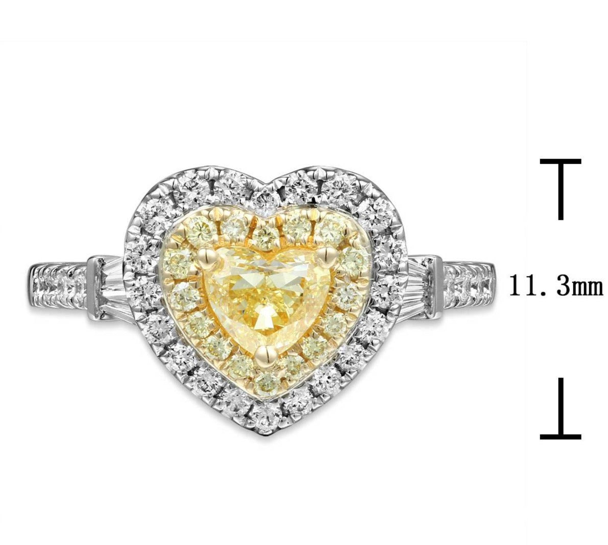 Canary Fancy Vivid Yellow Heart Shape Cut 0.96ct t.w. Halo Ring