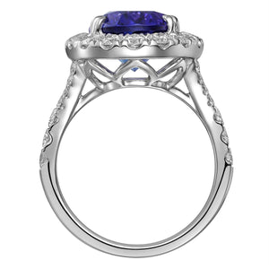 GIA Certified 7.60ct tw Oval Cut Tanzanite and Diamond Ring