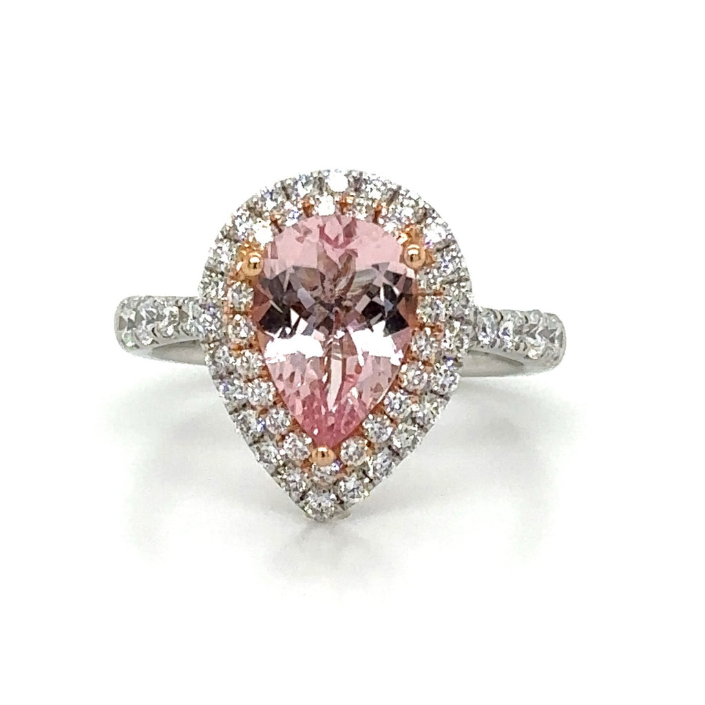 Diamond & Pear Shape Morganite 2.50carat Cocktail Ring