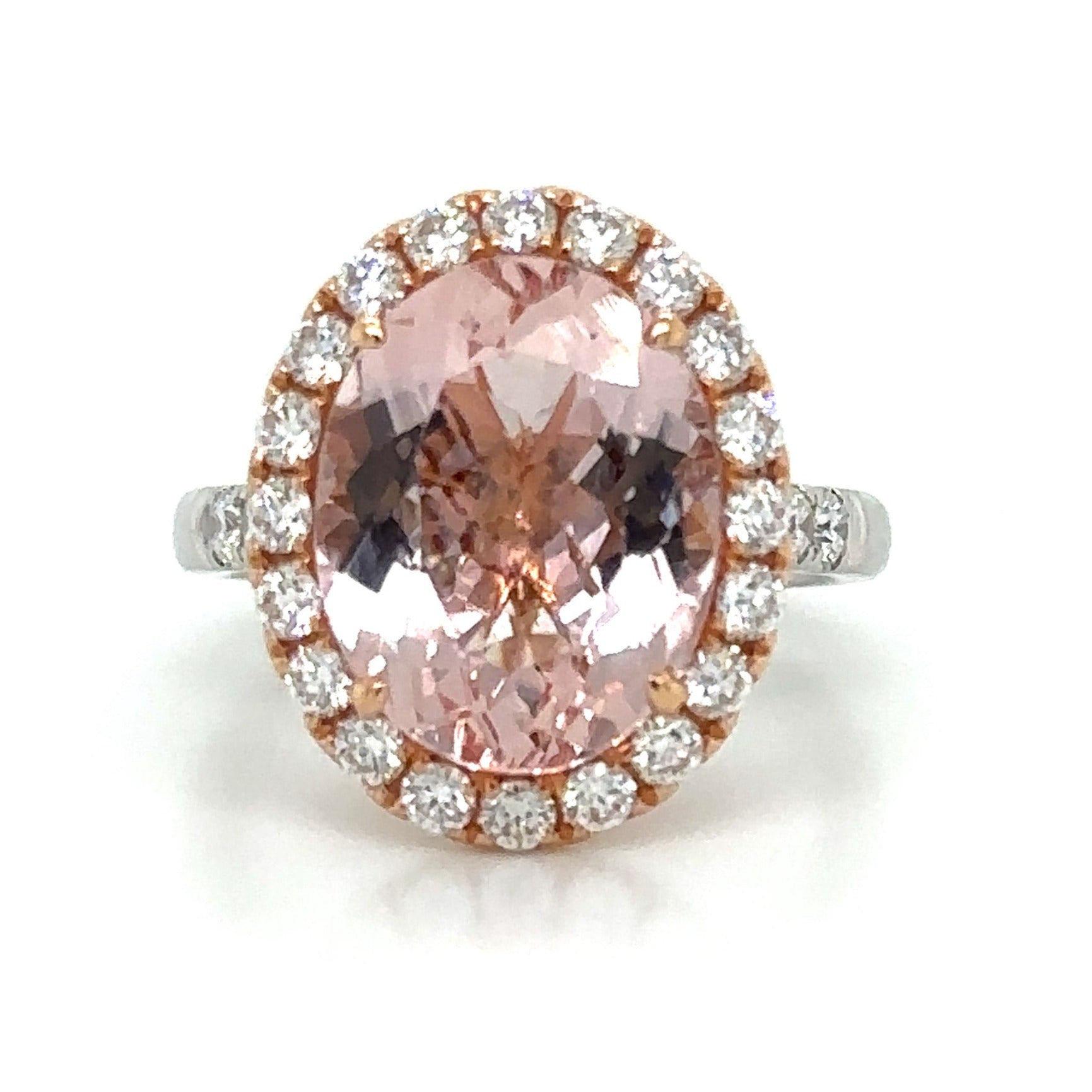 Diamond & Morganite 6.58carat Cocktail Ring