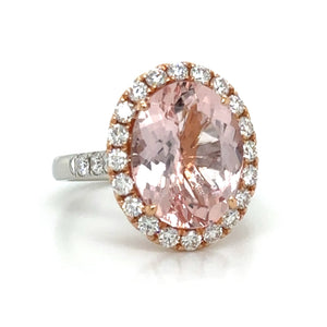 Diamond & Morganite 6.58carat Cocktail Ring