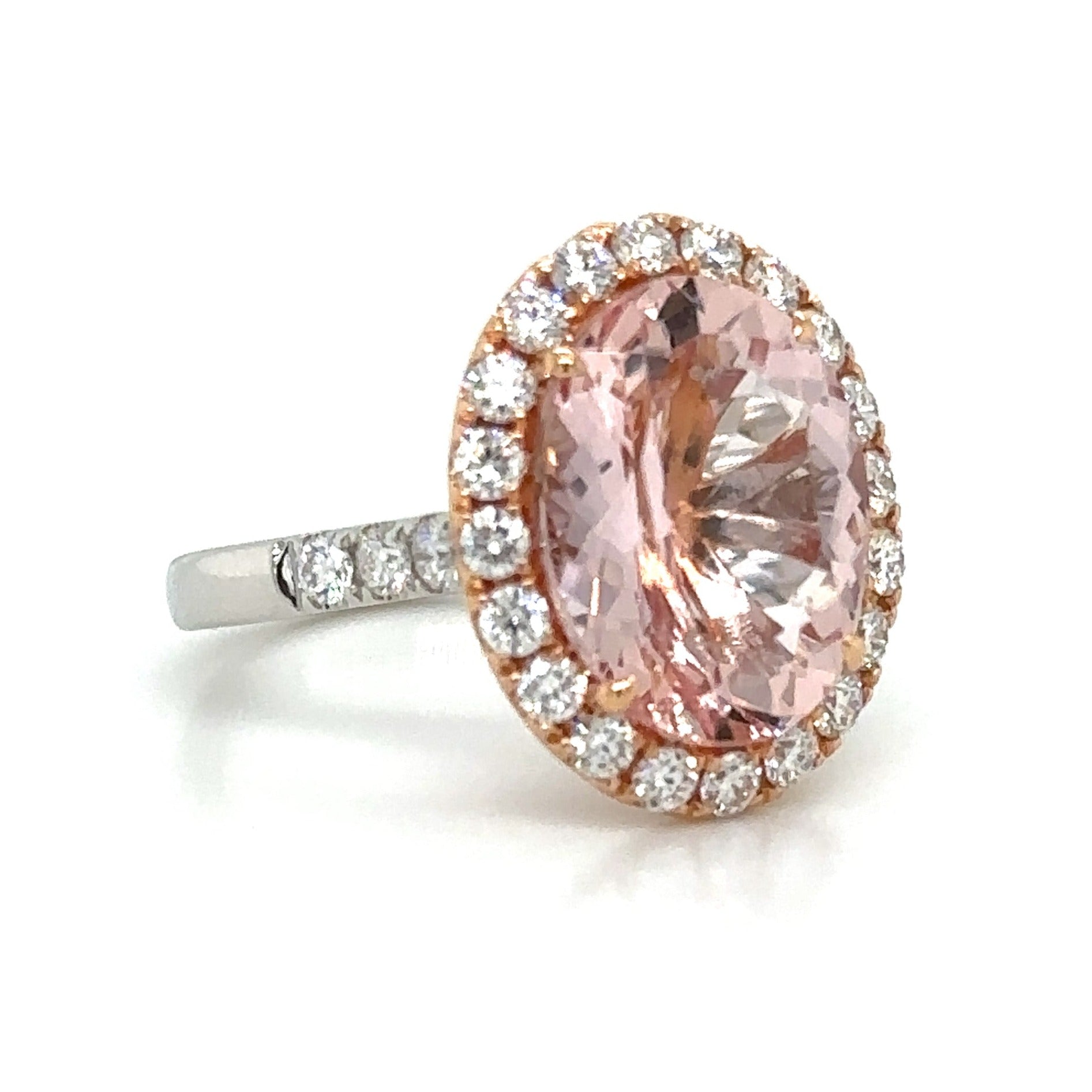 Diamond & Morganite 6.58carat Cocktail Ring