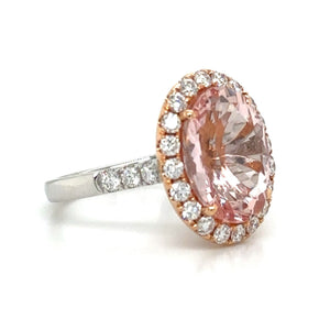 Diamond & Morganite 6.58carat Cocktail Ring