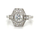 0.99carat Diamond Art-Deco Style Ring with Center Stone GIA Certified