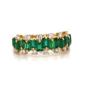 1.46carat Green Emerald And Diamond Band Ring