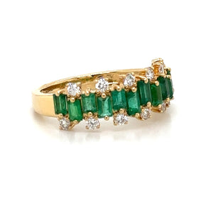 1.46carat Green Emerald And Diamond Band Ring